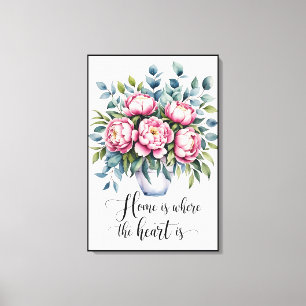 Impressão Em Tela Onde O Amor Reside: Delicar Citação Floral