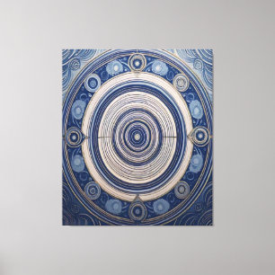 Impressão Em Tela Ondulações Oceânicas e Mandala de Geometria Sagrad