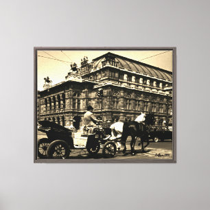 Impressão Em Tela Ópera Staatsoper Fiaker Vintage Áustria Viena