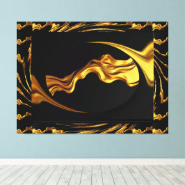 Impressão Em Tela Opulent Swirl Liquid Gold and Black Monochrome Art
