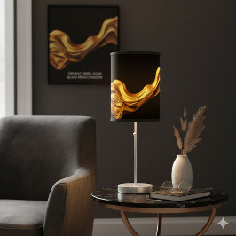 Impressão Em Tela Opulent Swirl Liquid Gold Black Monochrome Art