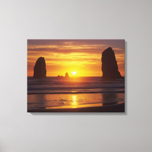 Impressão Em Tela OR, Costa do Oregon, Cannon Beach, formações rocho