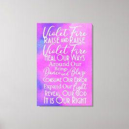 Impressão Em Tela Oração Violeta Contra Fogo: Arte Energética Positi