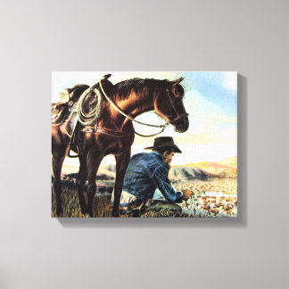 Impressão Em Tela Orando Cowboy