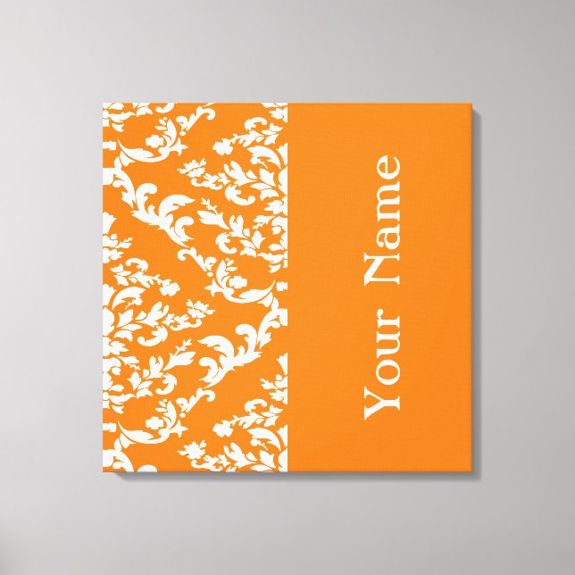 Impressão Em Tela Orange Bold Damask com o nome @ Emporiomoffa (Frente)