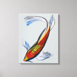Impressão Em Tela Orange Koi Japonês carpa peixe aquarela