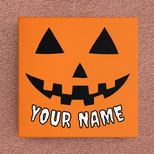 Impressão Em Tela Orange Pumpkin Personalizado Halloween Seu Nome