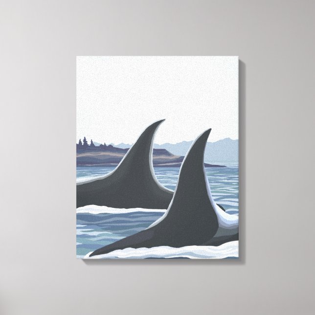 Impressão Em Tela Orca Whales #1 - Seattle, Washington (Frente)