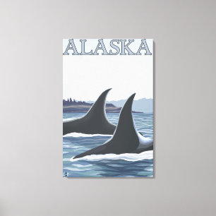 Impressão Em Tela Orca Whales nº 1- Viagens vintage
