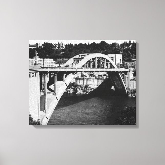 Impressão Em Tela Oregon City, OU Ponte Rodoviária sobre Willamette (Frente)