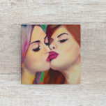 Impressão Em Tela Orgulho de Aquarela Duas Mulheres Compartilham Bei<br><div class="desc">Arte do Orgulho. Duas garotas beijando a aquarela,  a arte digital. LGBTQ adoram arte.</div>
