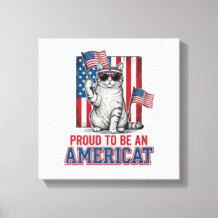 Impressão Em Tela Orgulhoso Por Ser Uma Camisa De Gato Patriota Amer