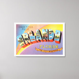 Impressão Em Tela Orlando Florida FL Antiga Viagens vintage Souvenir