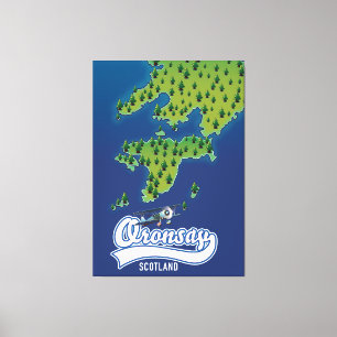 Impressão Em Tela Oronsay Scotland Island map