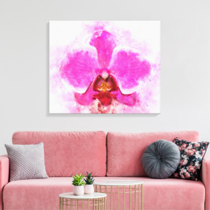 Impressão Em Tela Orquídea aguarela - rosa wb 02