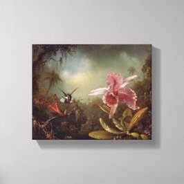 Impressão Em Tela Orquídea com Dois Hummingbird por Martin Heade