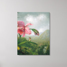 Impressão Em Tela Orquídea HEADE e Hummingbird perto de uma Caipira 