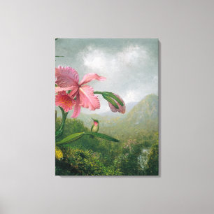 Impressão Em Tela Orquídea HEADE e Hummingbird perto de uma Caipira