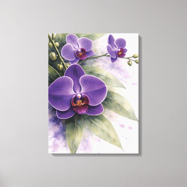 Impressão Em Tela Orquídea Roxa Botânica (Frente)