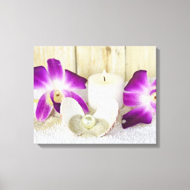Impressão Em Tela orquídeas e velas de spa com concha (Frente)
