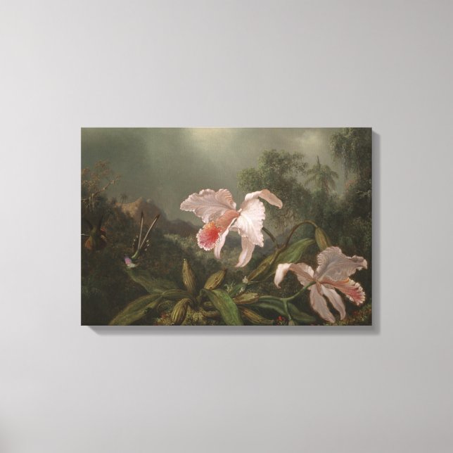 Impressão Em Tela Orquídeas Selvagens e Aves Hummingaves (Frente)