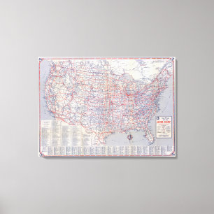 Impressão Em Tela Os Estados Unidos do mapa de estradas