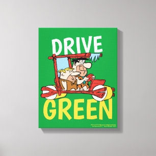 Impressão Em Tela Os Flintstones   Fred & Barney - Drive Green