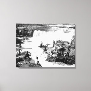 Impressão Em Tela Os homens que pescam em Celilo caem fotografia