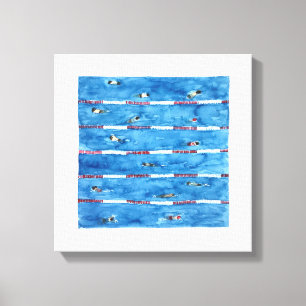 Impressão Em Tela Os nadadores durante aquecem-se levantam na