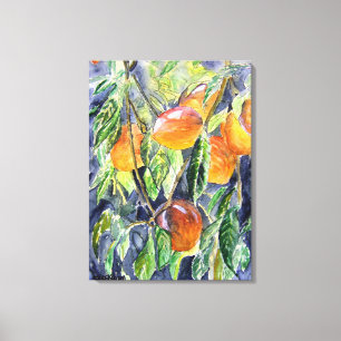 Impressão Em Tela os pêssegos frutificam pintura imóvel da aguarel