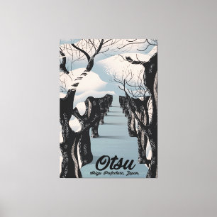 Impressão Em Tela Otsu, Japão, Cartaz de viagem das árvores em flor