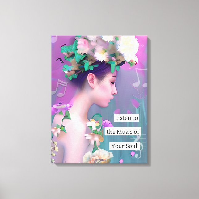 Impressão Em Tela Ouça a música da sua alma | Inprimível (Frente)