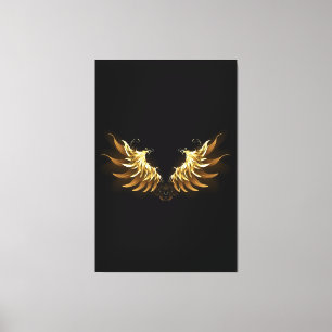 Impressão Em Tela Ouro Angel Wings sobre fundo preto