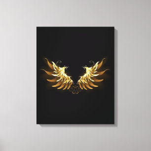 Impressão Em Tela Ouro Angel Wings sobre fundo preto