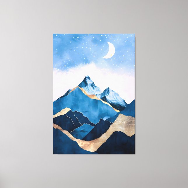 Impressão Em Tela Ouro Celestial Picos Aquarela (Frente)