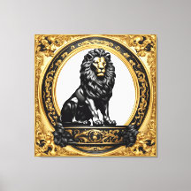 Ouro de leão e quadro ornamental negro