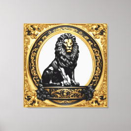 Impressão Em Tela Ouro de leão e quadro ornamental negro