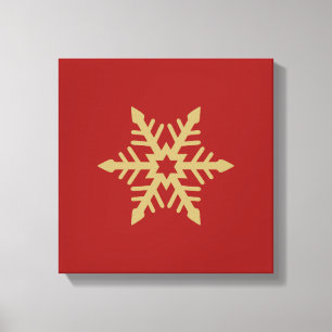 Impressão Em Tela Ouro do design do floco de neve no vermelho