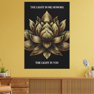 Impressão Em Tela Ouro Elegante Lotus Flor em Mim...