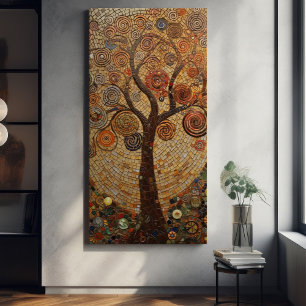 Impressão Em Tela Ouro Klimt Árvore da Vida Abstrato de Arte Nova