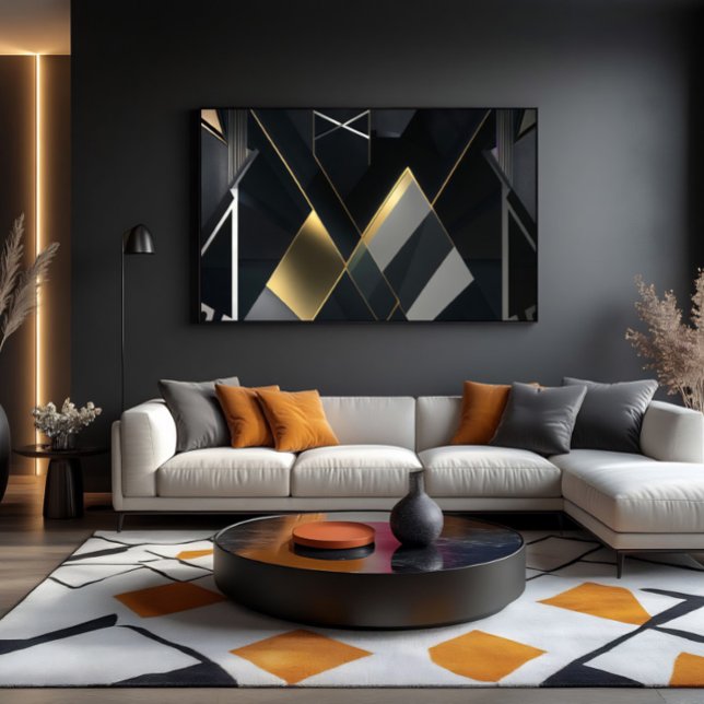 Impressão Em Tela Ouro Moderno e Abstrato Preto (Criador carregado)