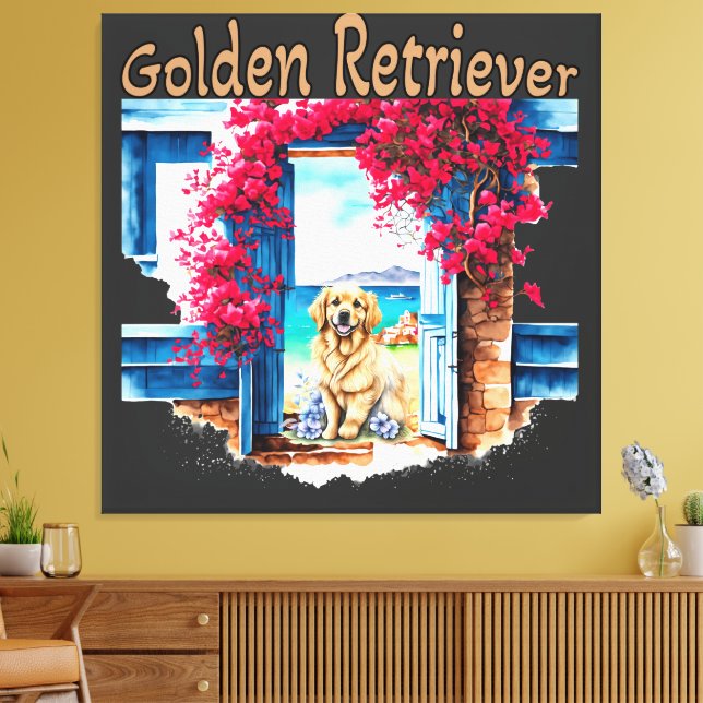 Impressão Em Tela Ouro Retriever na Praia (Insitu(Sala de estar))