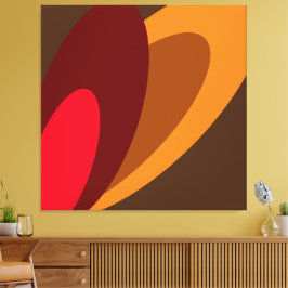 Impressão Em Tela Outono. Arte Abstrato Vermelha Laranja Dinâmica Ca