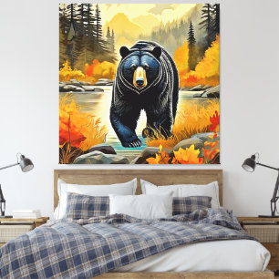 Impressão Em Tela Outono do Urso Negro Florestal