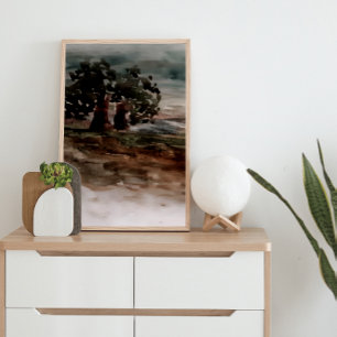 Impressão Em Tela Outono na Paisagem de Aquarela do País