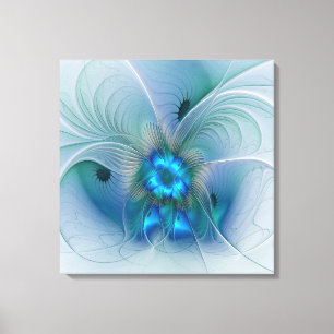 Impressão Em Tela Ovações de Pé, Fractal Azul Turquesa Abstrato