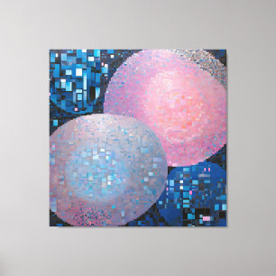 Impressão Em Tela Ovalas opulentas: tons de azul e rosa em Abstrato