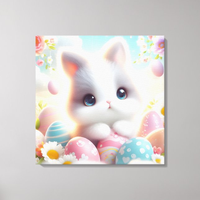 Impressão Em Tela Ovos de Páscoa Kawaii de Pastel Doce (Frente)