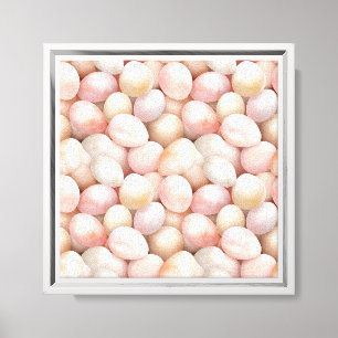 Impressão Em Tela Ovos Rosa Pêssego de Páscoa