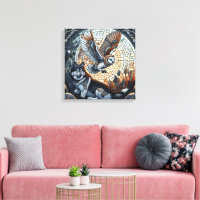 Owl e Wolf Mosaic Ai Art